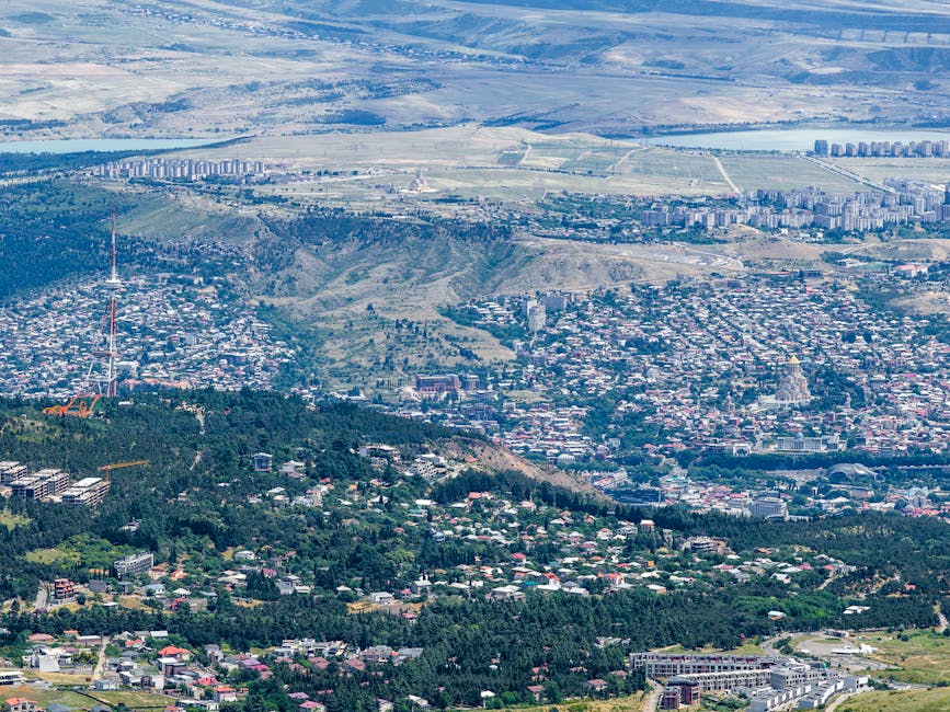 Aerial view of urban landscape and real estate developments